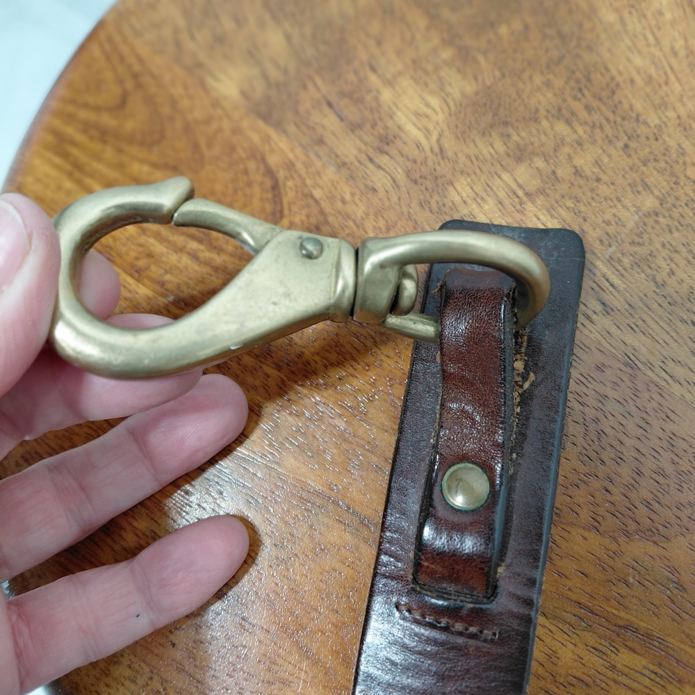 Polo By Ralph Lauren Italian Saddle Leather Brass Clamp Belt View 2